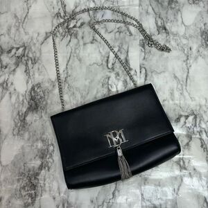 Badgley Mischka Metal Fringe bag​​​​​ black silver logo chain link crossbody